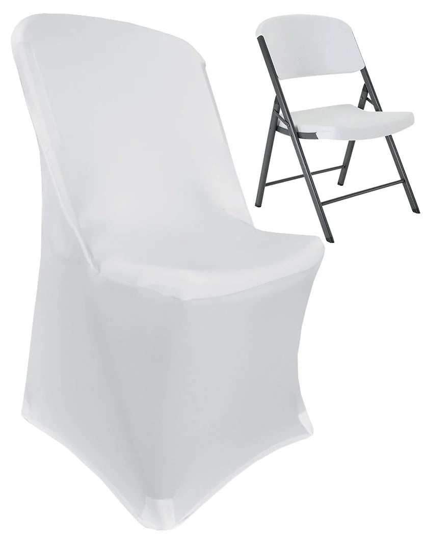 White - Premium Stretch Chair Cover Rental for Lifetime Folding Chairs