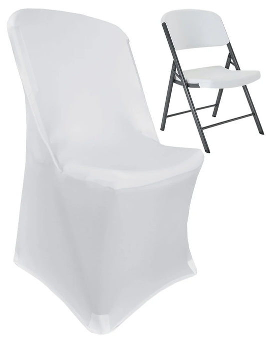 White - Premium Stretch Chair Cover Rental for Lifetime Folding Chairs